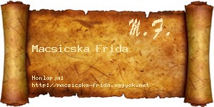 Macsicska Frida névjegykártya